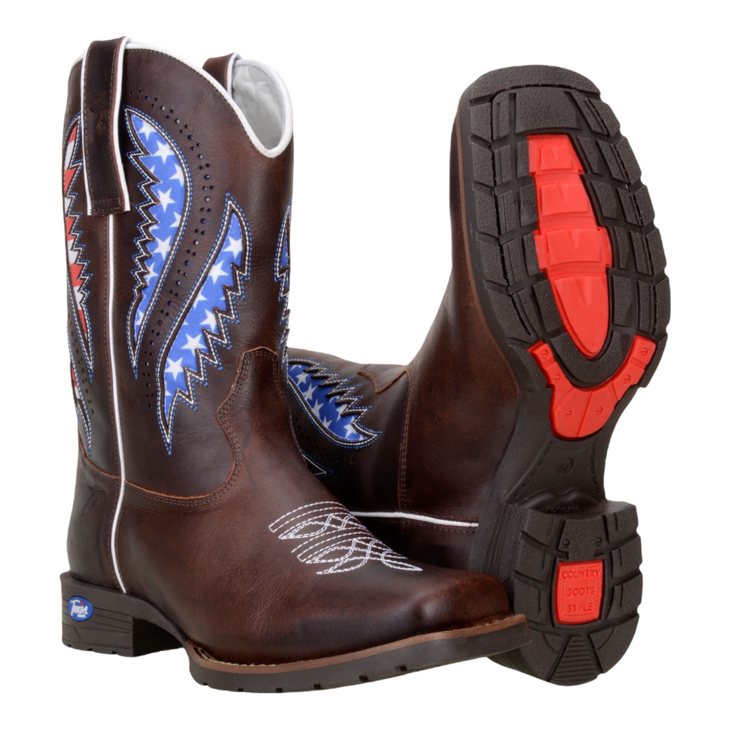 KING USA TEXAS Western Work Leather USA Flag Boot